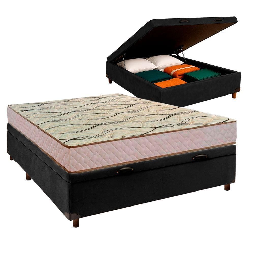 Conjunto Cama Box Bau Blindado Casal + Colchão D33 Maxsono Paropas