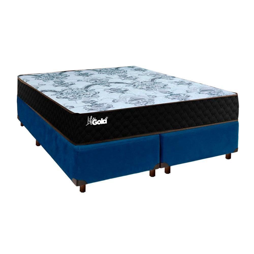 Cama Box Bau + Colchão Casal Molas Ensacadas Life Gold Paropas