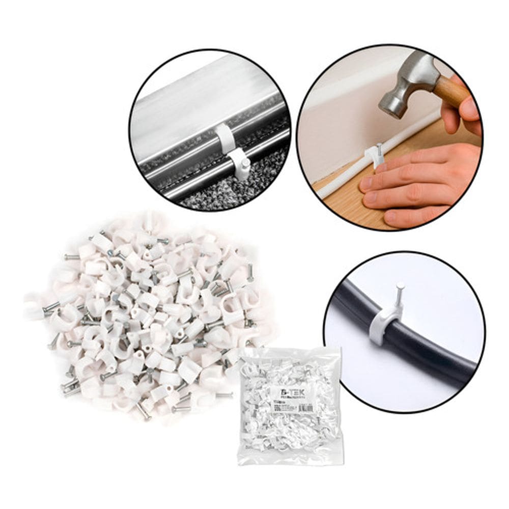 Kit 100 Fixador De Fios Cabos Parede Com Prego 10mm