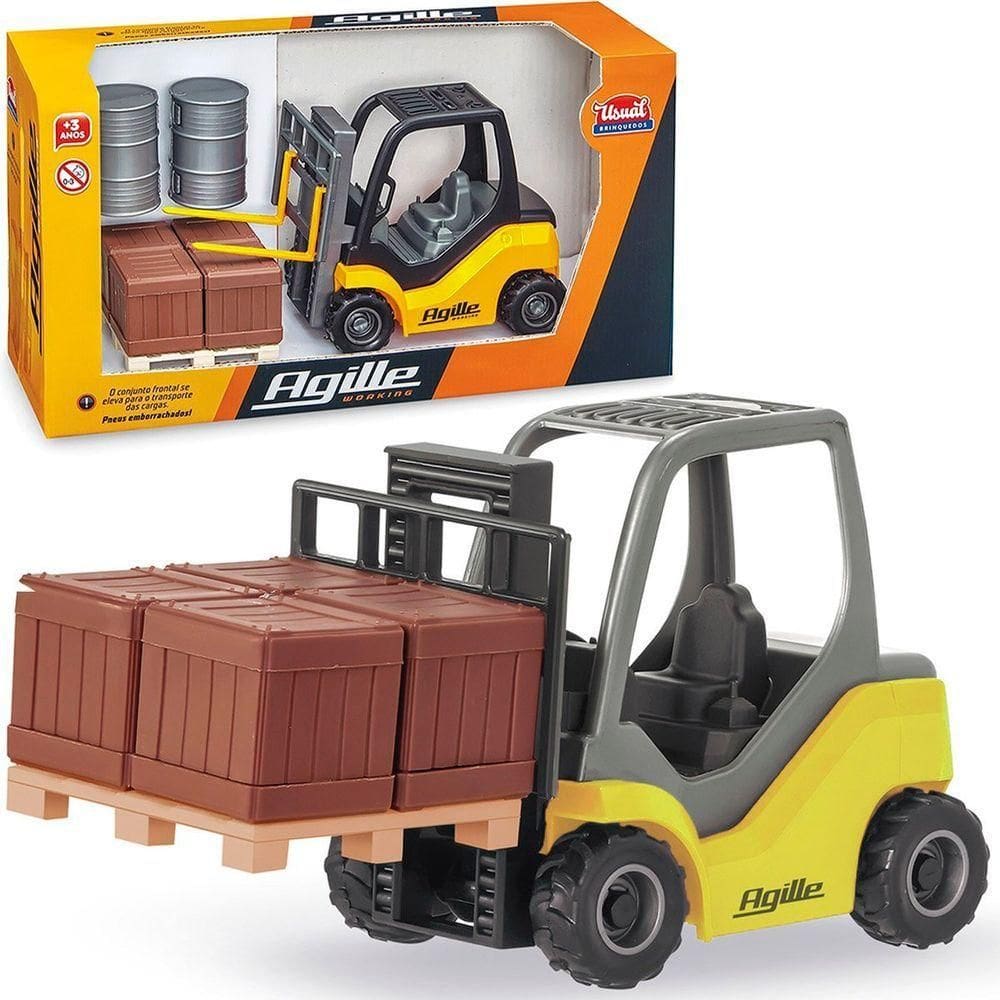 Brinquedo Colecionável Miniatura Empilhadeira Agile Working Amarelo
