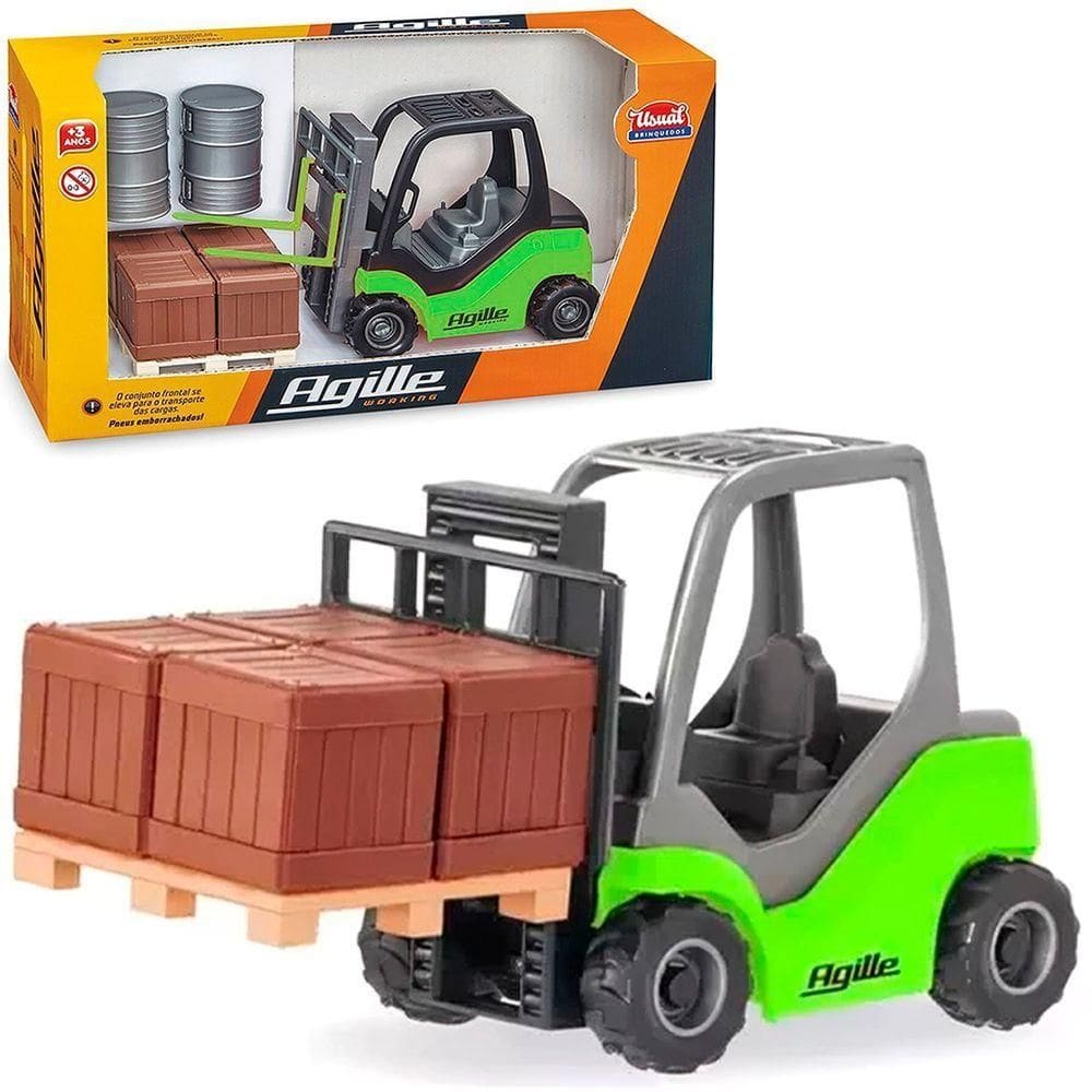 Brinquedo Colecionável Miniatura Empilhadeira Agile Working Verde