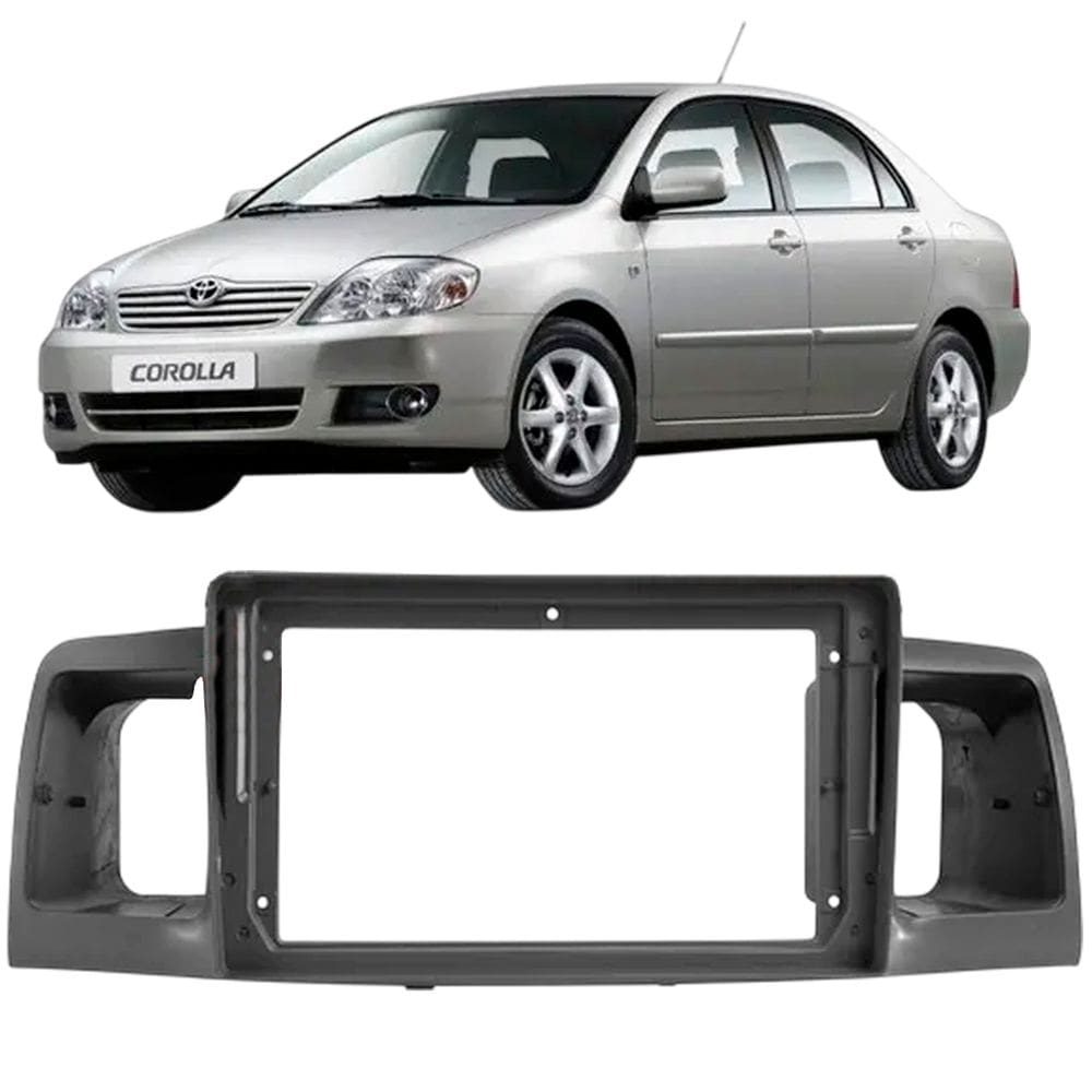 Moldura 9 Polegadas Corolla e Fielder 2003 à 2008 Cinza Escuro Painel Central Multimidia Som