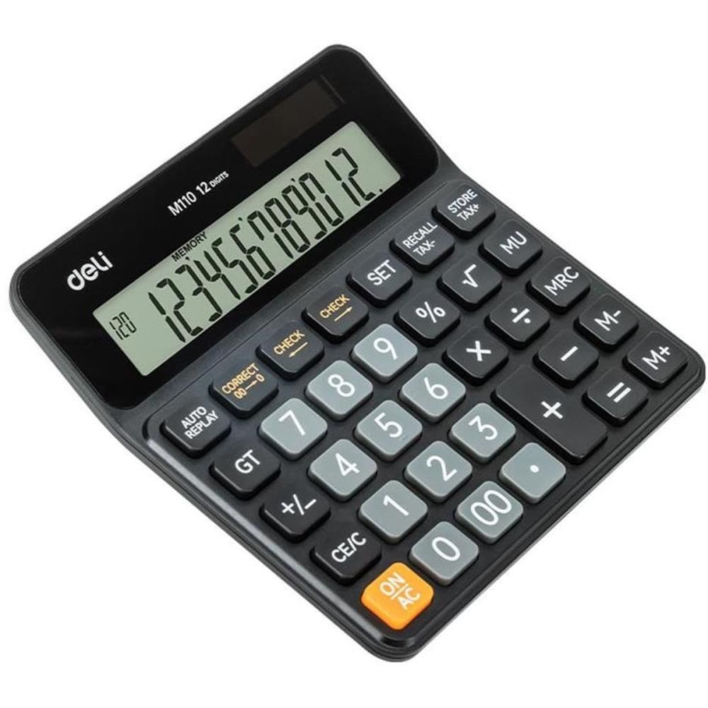 Calculadora De Mesa 12Dig. Check Preto Média Solar - Deli