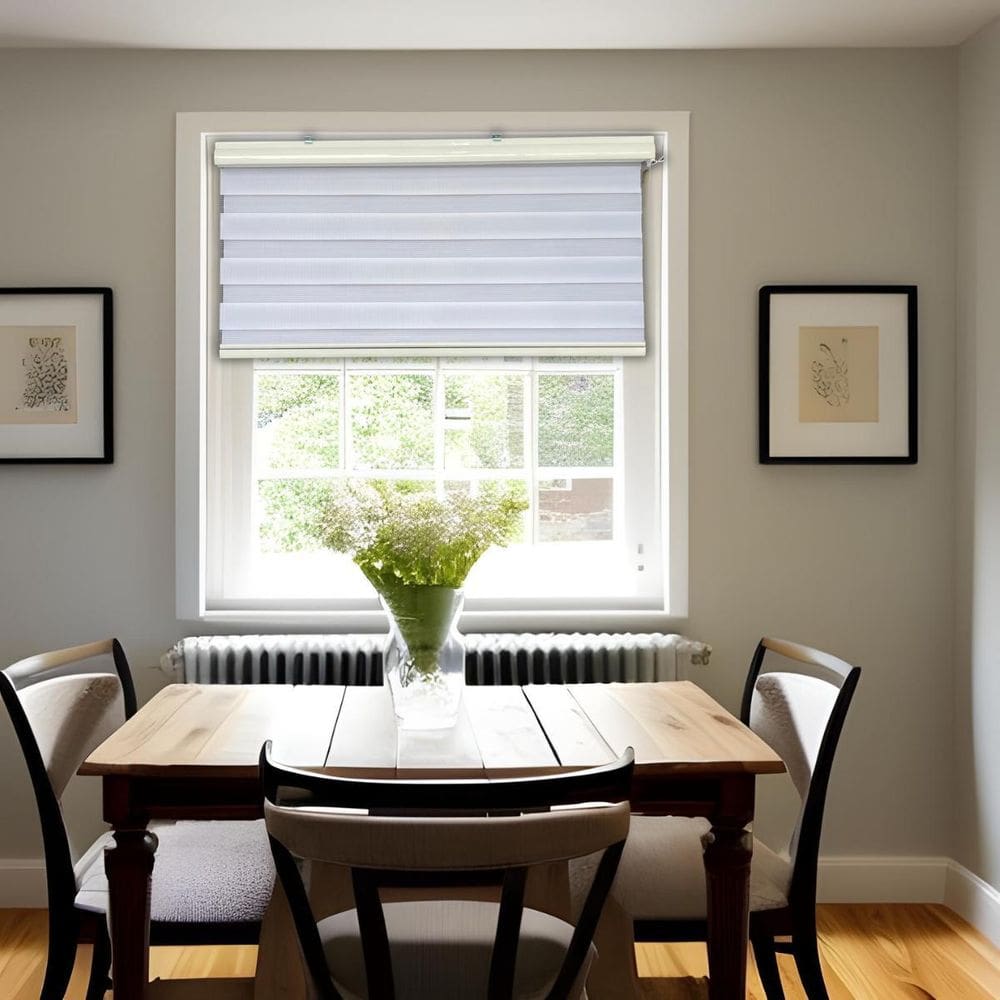 Persiana Rolo Double Vision Zebra Branca 120 L X 160 A