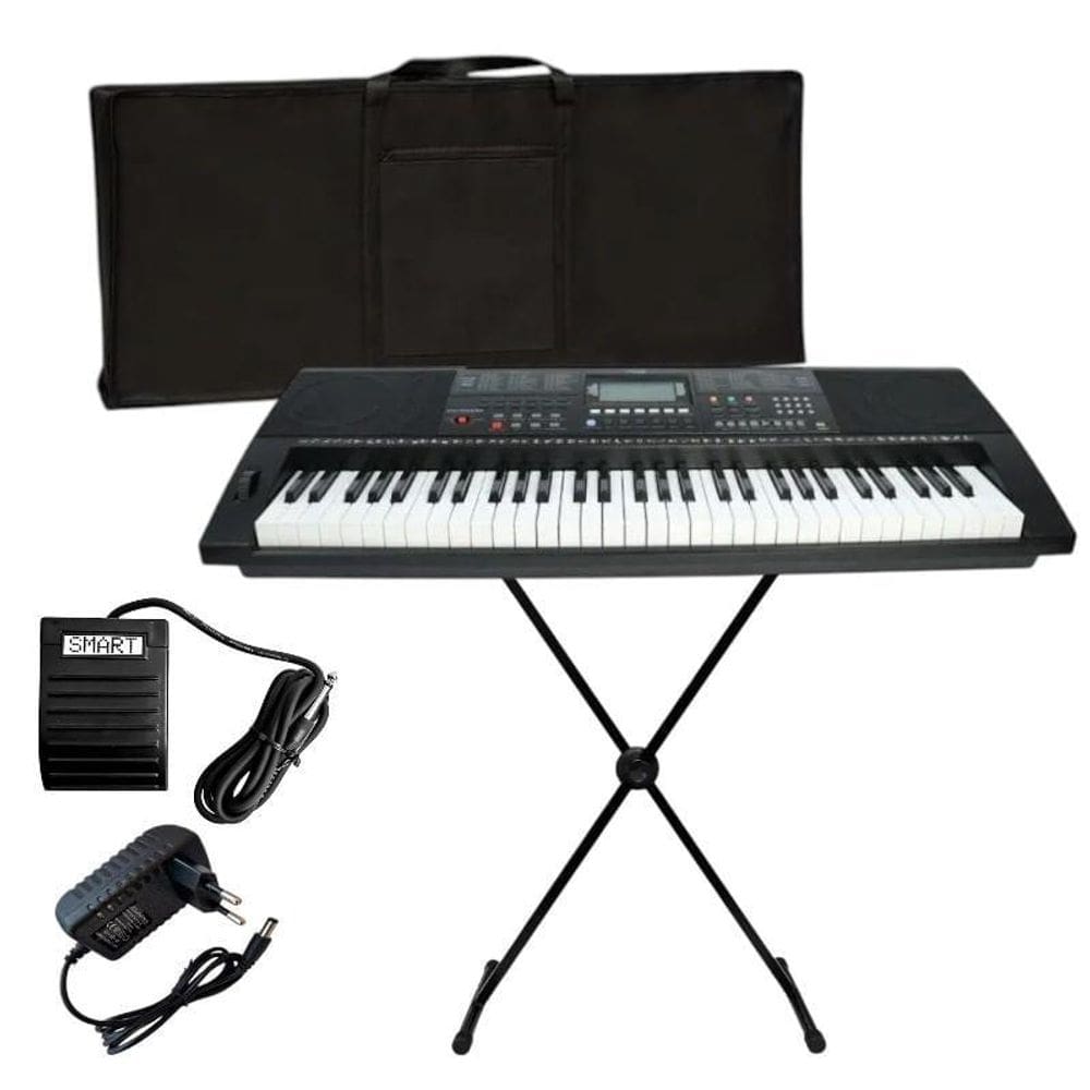 Kit Teclado Key Power Kp-500 + Estante + Pedal + Bag