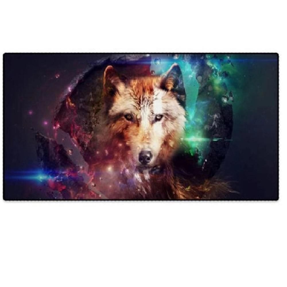 Mouse Pad Gamer Extra Grande Lobo Bordas Costuradas Base Antiderrapante