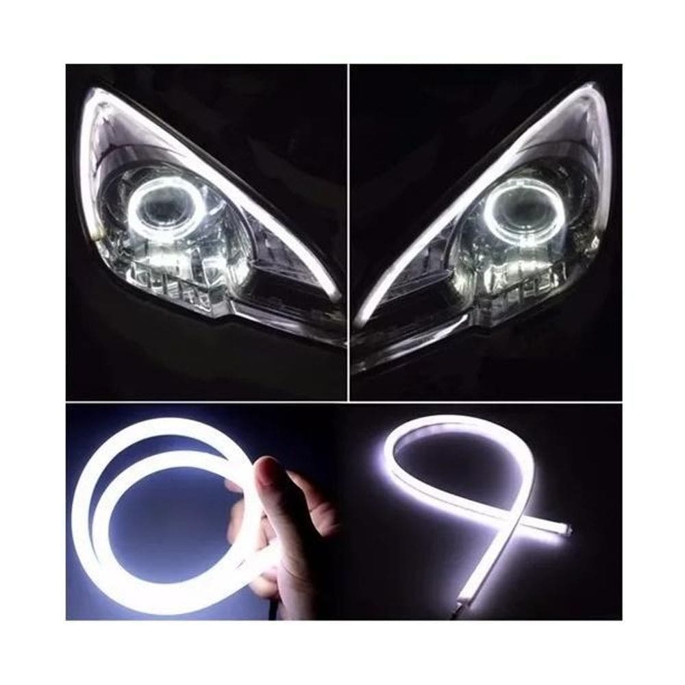 Par Fita Barra Led Neon 12V Para Farol 60Cm Branca