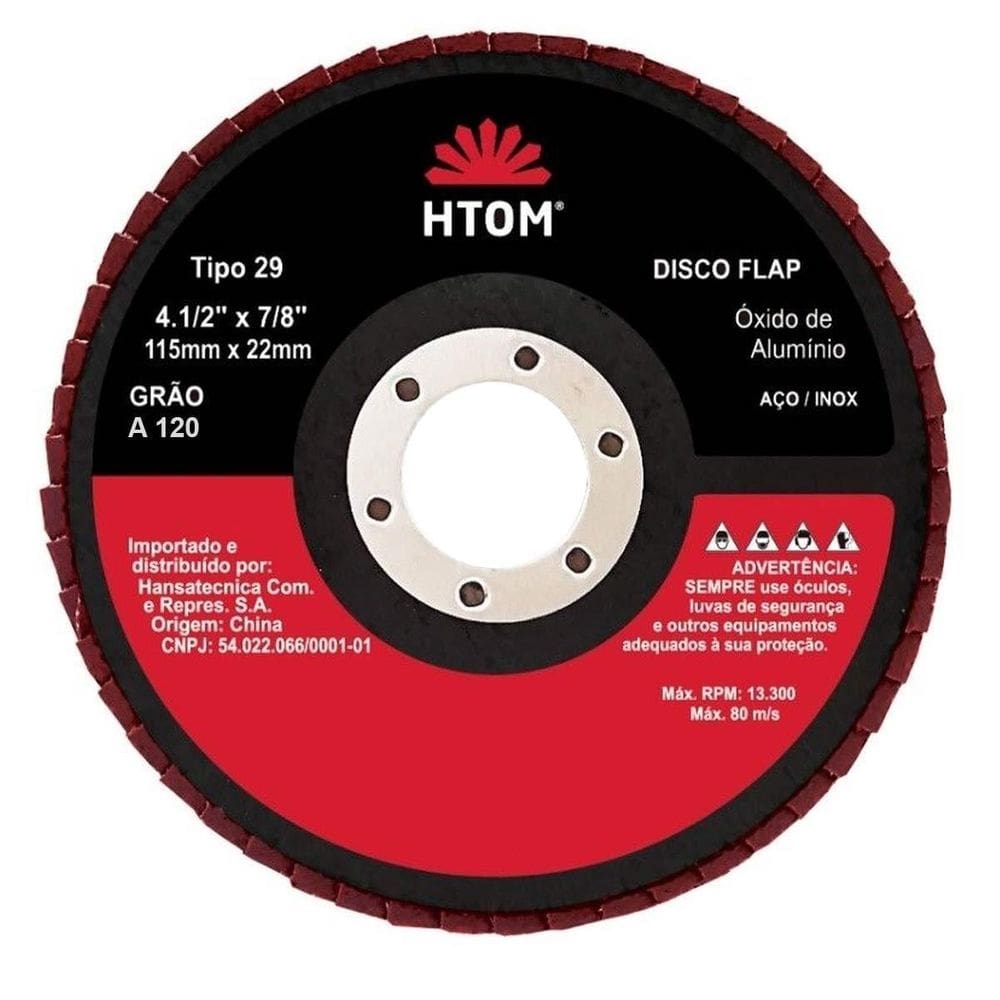 Disco Flap 115Mm Grão 120 Óxido Alumínio Desbaste Aço Inox
