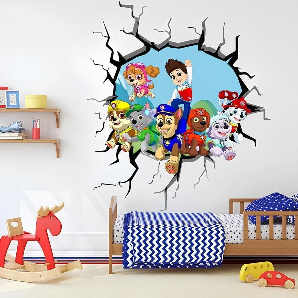 Adesivo De Parede Buraco Patrulha Canina Mod01