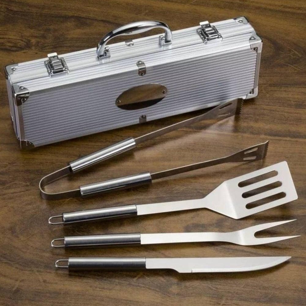 Kit Para Churrasco 4 Peças Com Maleta