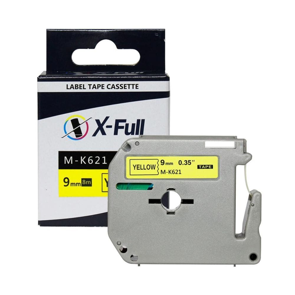 Fita Compatível Brother Mk 621 Fita Amarela Letra Preta 9Mm