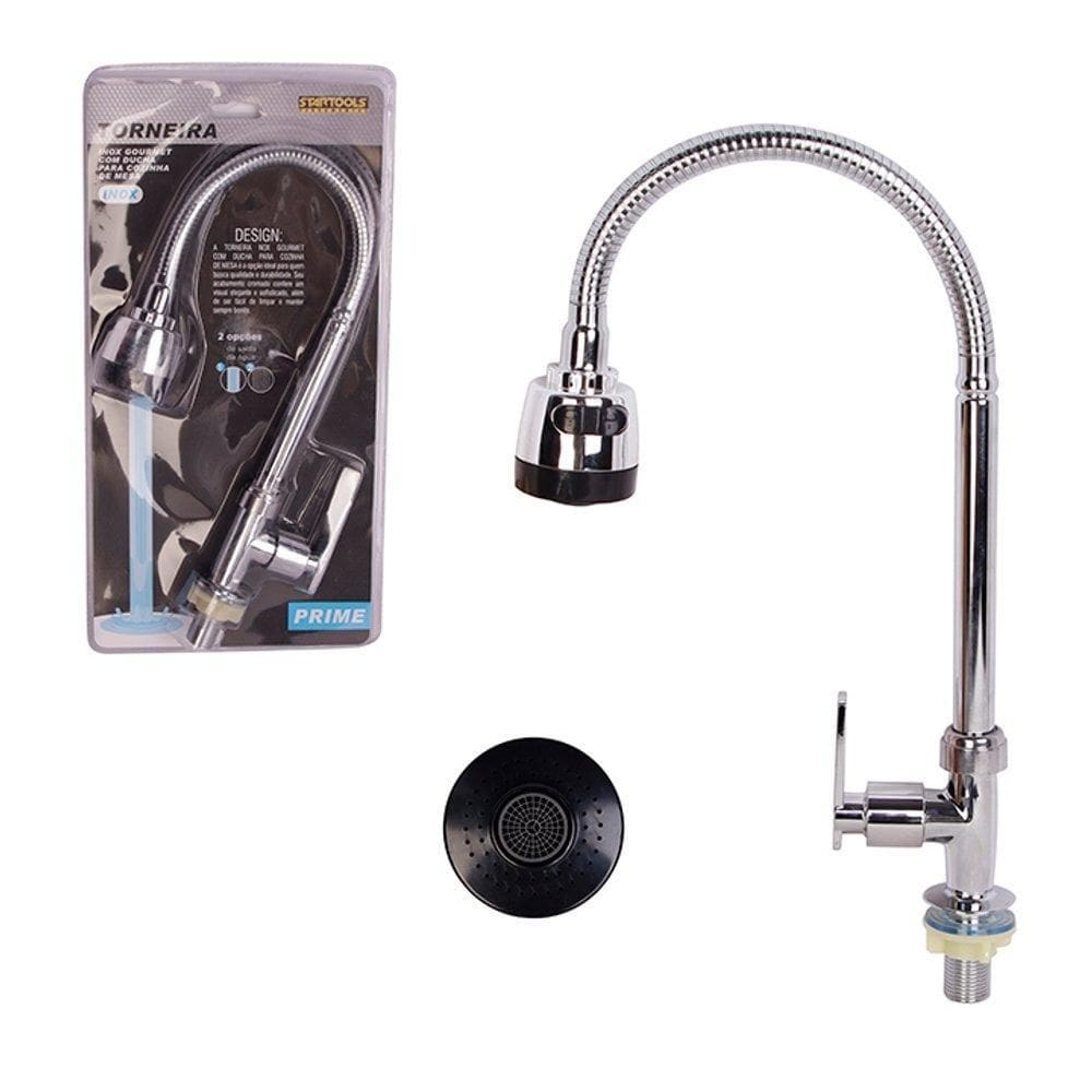 Torneira De Mesa Gourmet Com Ducha Para Cozinha - Inox