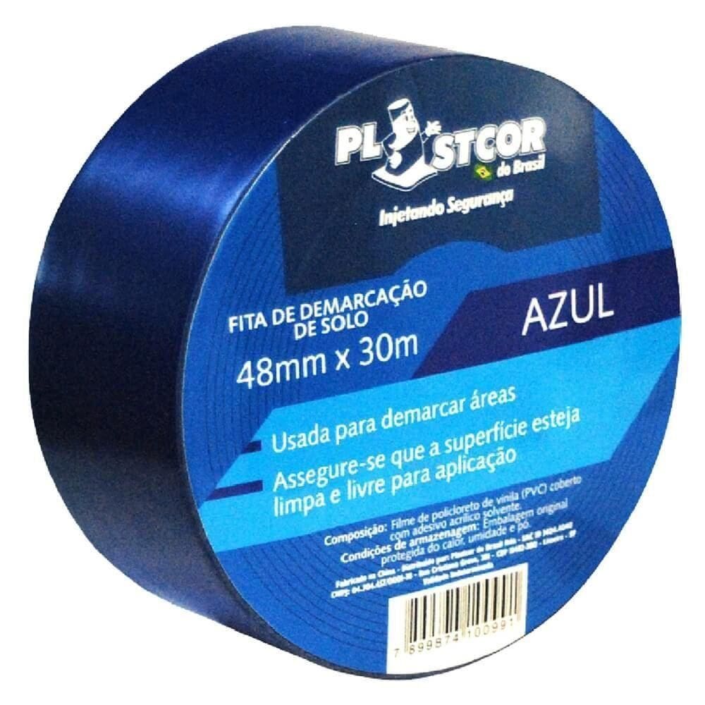 Fita De Demarcação 48mm X 30 Metros Azul - 700.01512 - Plastcor Fita Demarcacao Azul 48mmx30mts Plastcor