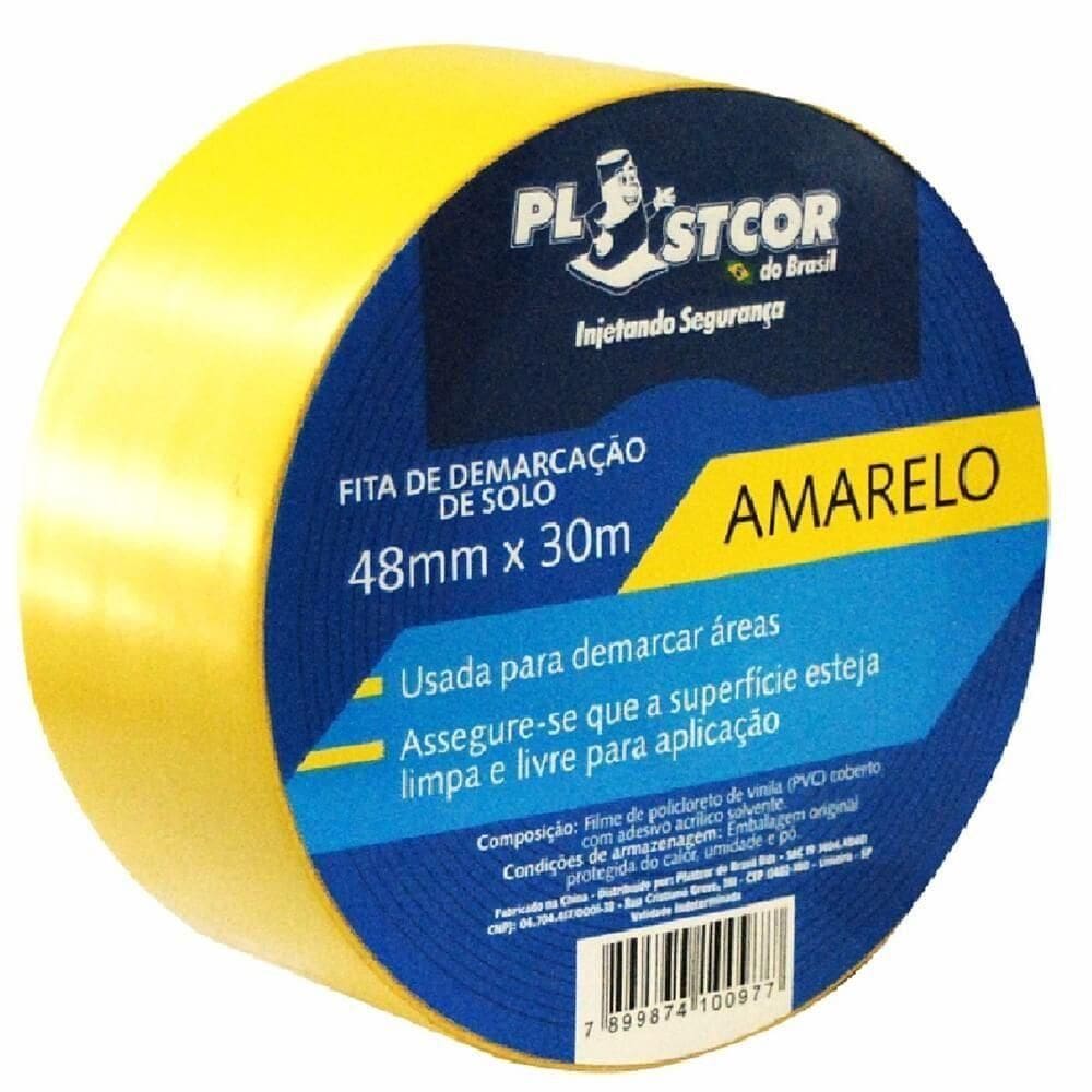Fita De Demarcação 48mm X 30 Metros Amarelo - 700.01510 - Plastcor Fita Demarcacao Amarelo 48mmx30mts Plastcor