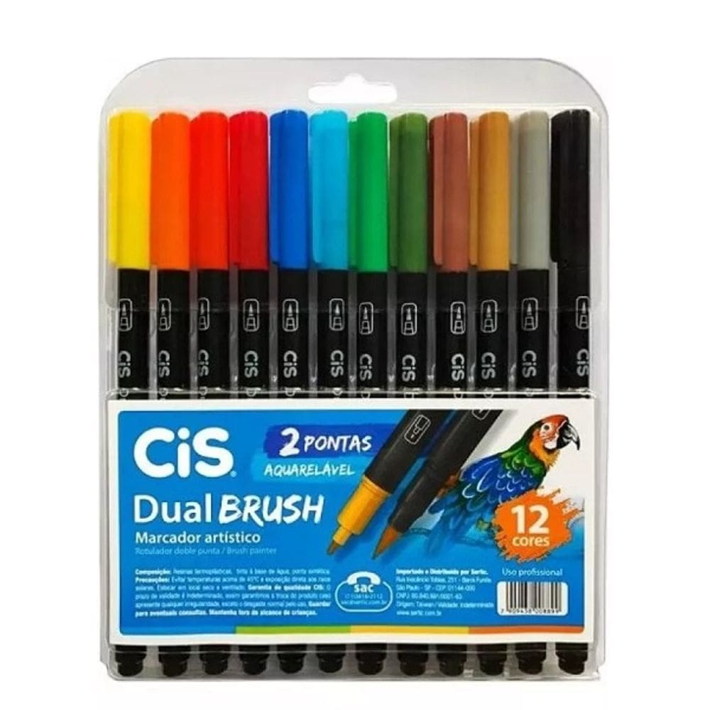 Caneta Dual BRUSH Pen Aquarelavel Pastel CIS 12 Cores 56.7200