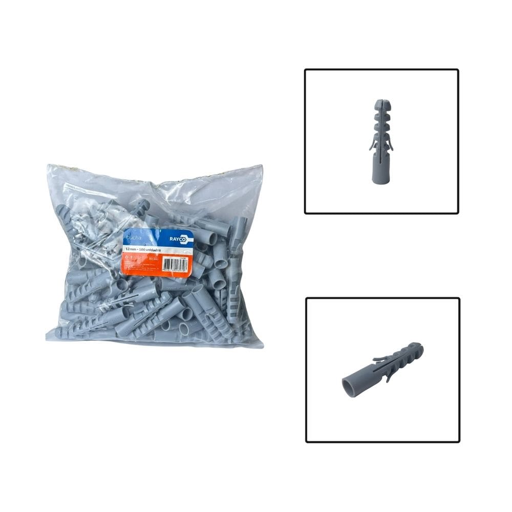 Pacote Bucha Fixa Sem Anel 12x60mm 100 Unidades