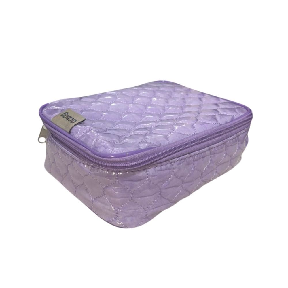 Estojo Escolar Grande Lilás Acolchoado 36 Lápis Canetas Marcadores Maquiagem Organizador Volta Aulas