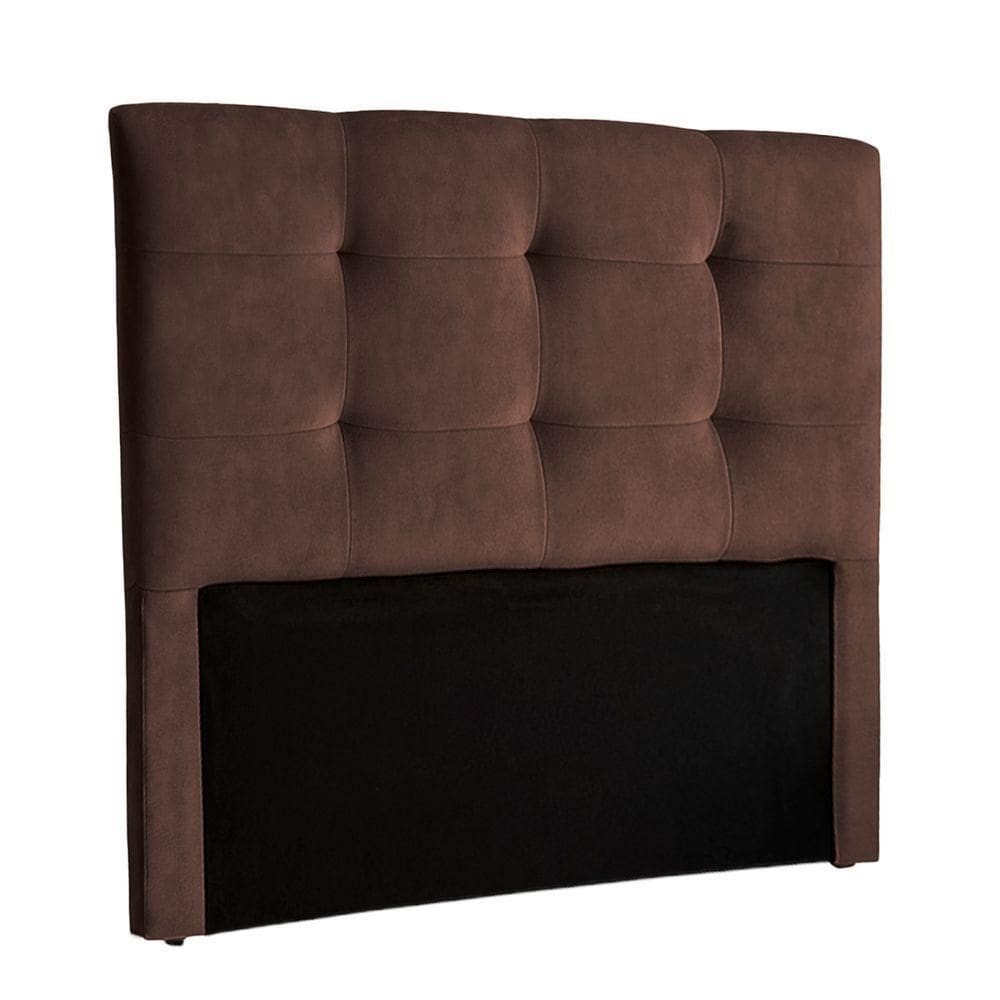 Cabeceira Estofada Casal Alice Nature Veludo Cafe 138x136