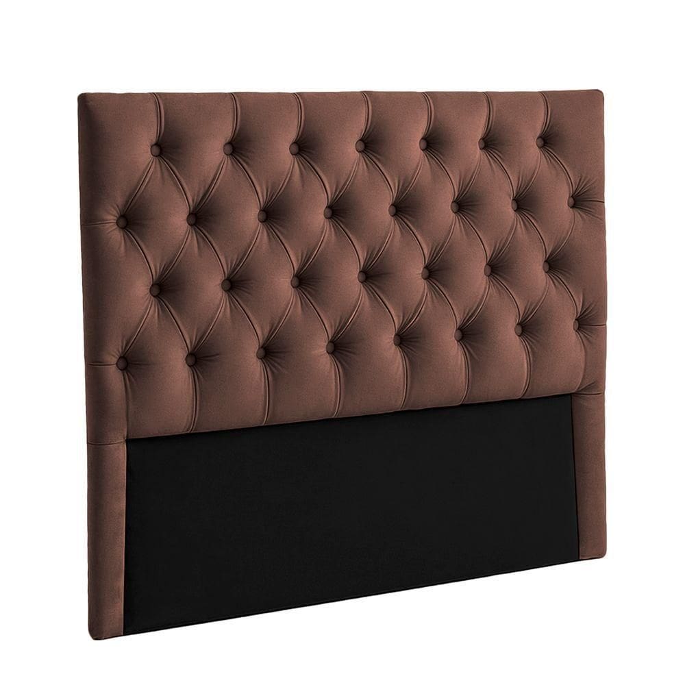 Cabeceira Estofada Casal Luna Nature Veludo Cafe 138x136