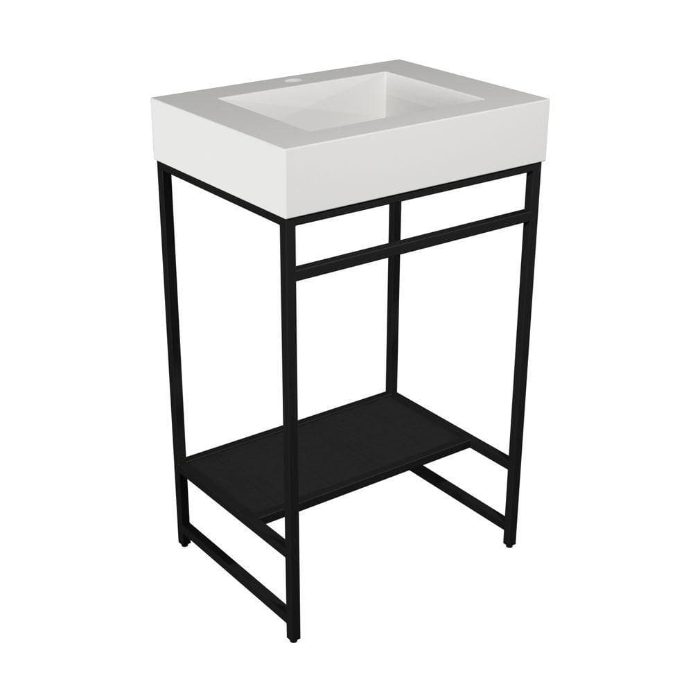Gabinete Banheiro Ferro Iron Black 60x45cm Cuba Rennes Branco Fosco