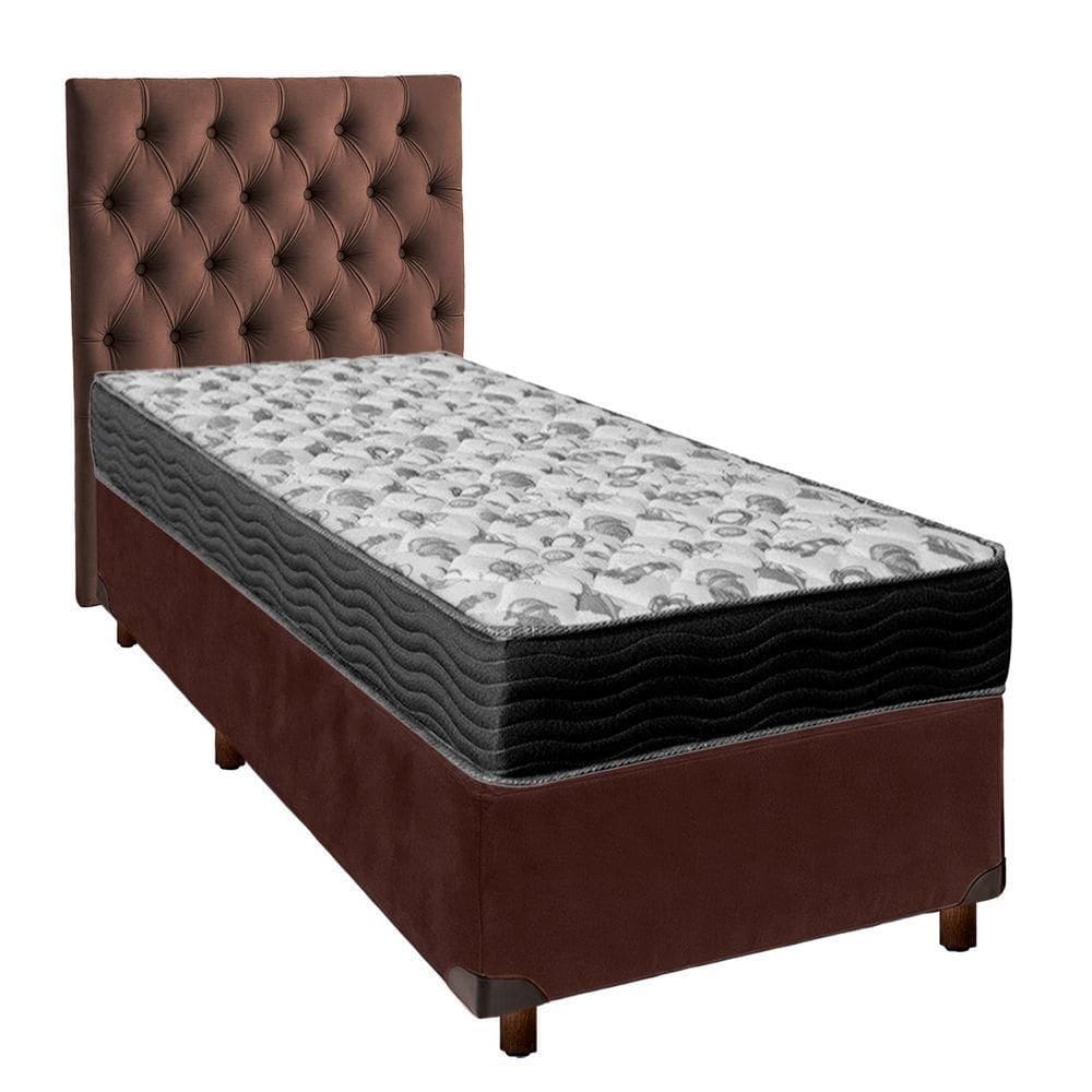 Kit Cabeceira + Cama Box + Colchão Solteiro D33 Iso100 Ortobom