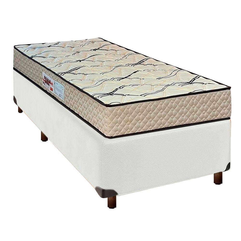 Conjunto Cama Box Branco Solteiro + Colchão D33 Maxsono Paropas
