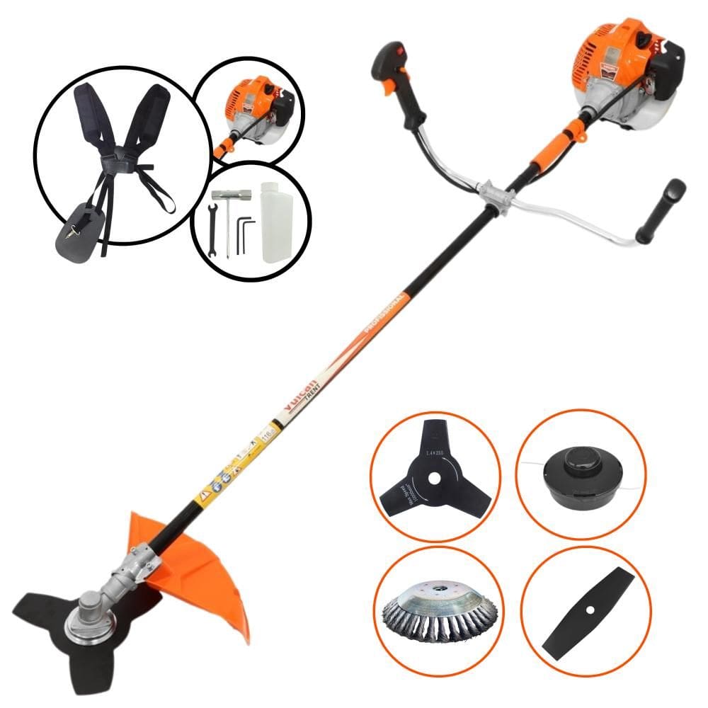 Roçadeira Cortador de Grama À Gasolina VR520-H 2T 52cc 2,5HP de Alta Performance Com Carretel e Faca 3 Pontas + EXTRA Faca 2 Pontas e Escova de Aço