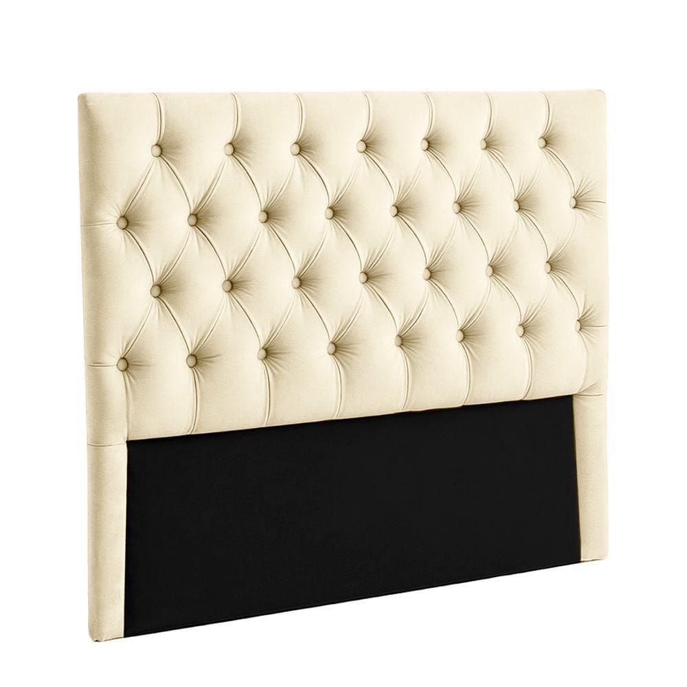 Cabeceira Estofada Casal Luna Nature Veludo Perola 138x136