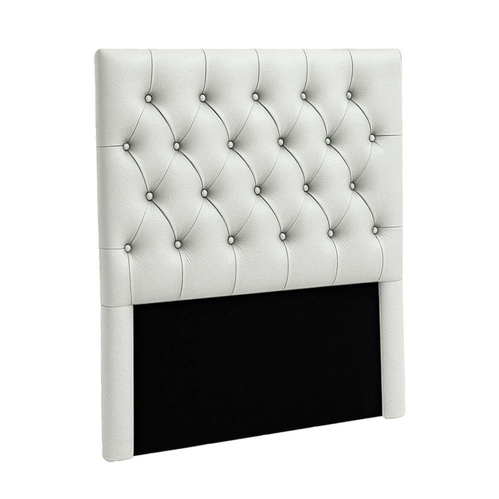 Cabeceira Estofada Solteiro Luna Nature Material Sintético Branco 88x136