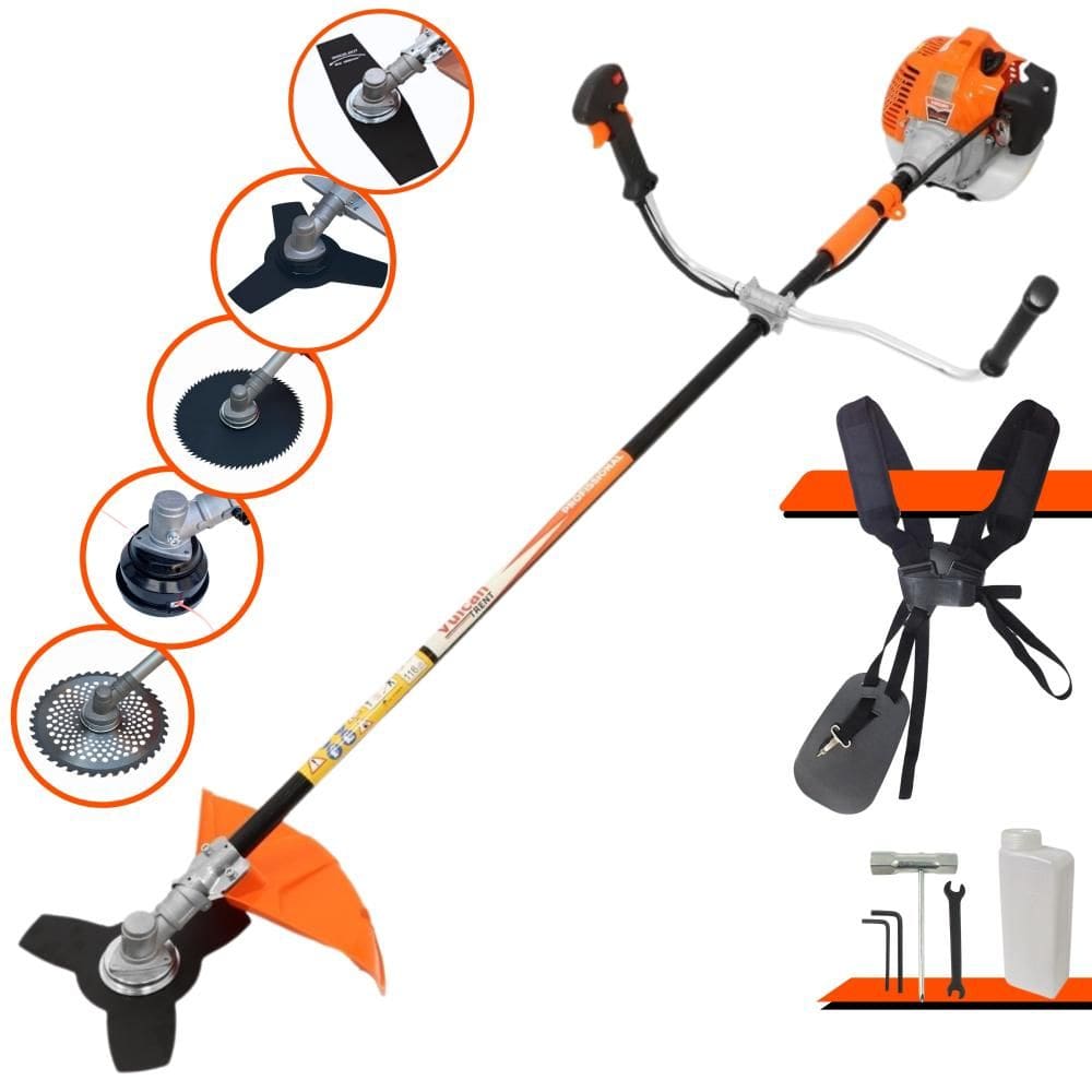 Roçadeira Lateral Profissional Vulcan VR520H À Gasolina Motor 2T 52cc 2,5HP 10.000rpm Multifuncional Completa Com Carretel Nylon e 4 Lâminas de Corte