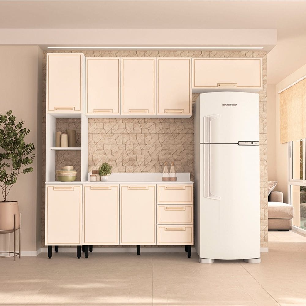 Cozinha Compacta 250090 4 Peças Amara Branco Creme Politorno Móveis