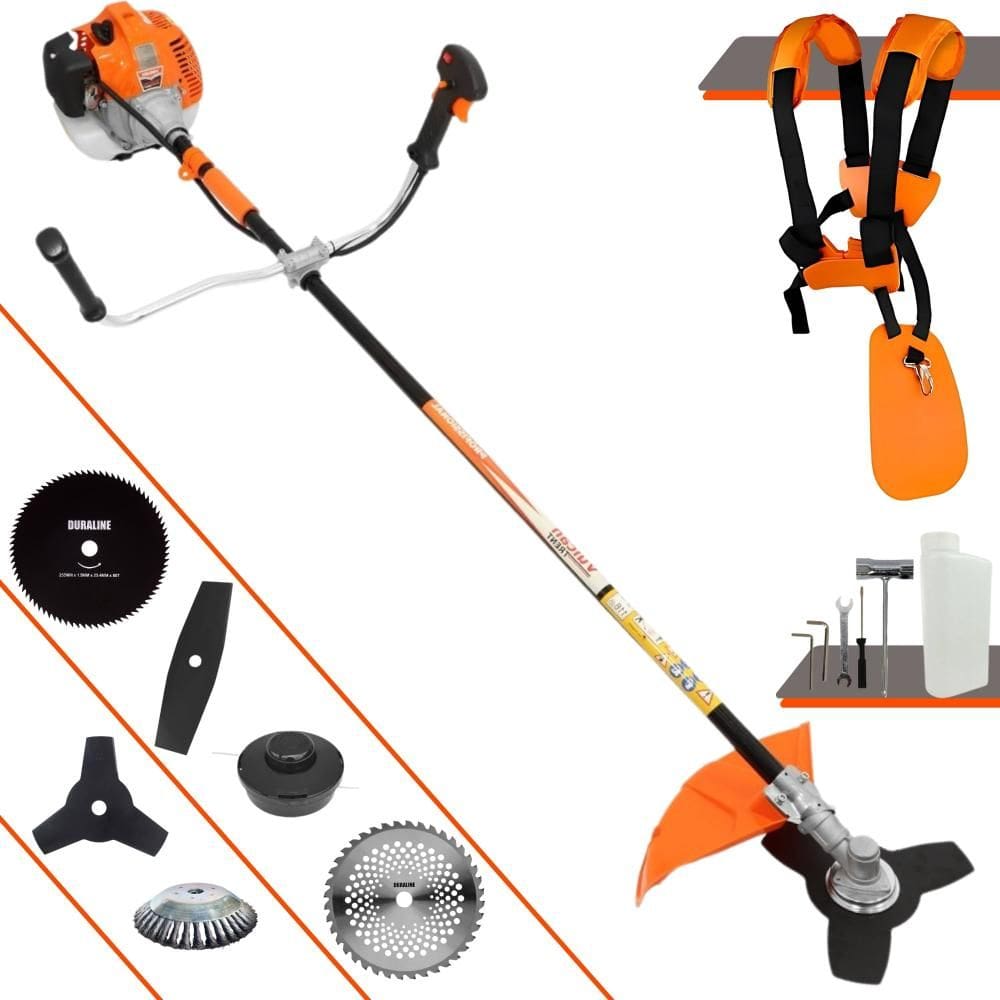 Roçadeira Vulcan VR520H 2T 52cc 2,5HP C/ Carretel de Nylon e Lâmina 3 Pontas + Lâmina 2 Pontas + Lâmina 40 Dentes de Vídea + Lâmina 80 Dentes + Escova