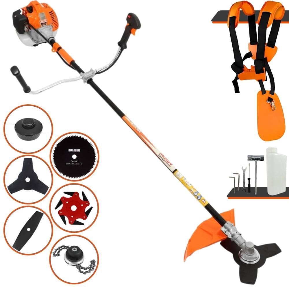 Roçadeira À Gasolina VR520H Vulcan 52cc 2T 2,5HP Completa C/ Carretel Nylon + Faca 2 Pontas + Faca 3 Pontas + Faca 6 Pontas + Faca 80 Dentes + Trimmer
