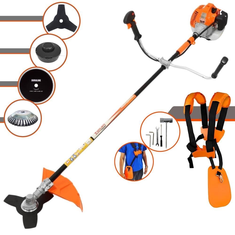 Roçadeira Máquina de Corta Grama À Gasolina VR520H 2T 52cc 2,5HP Alta Rotação Com Carretel e Lâmina 3 Pontas + EXTRA Lâmina 80 Dentes e Escova de Aço