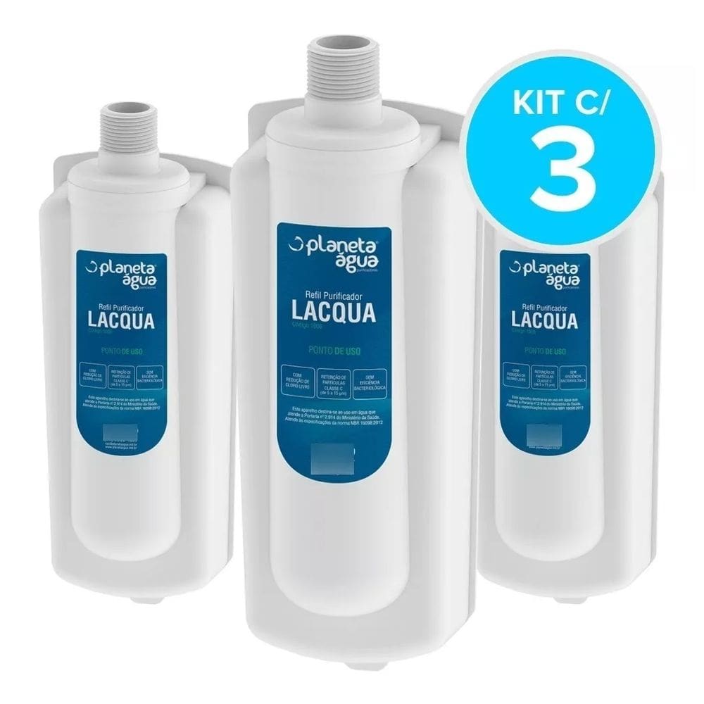 Kit 3 un de Refis Purificador Lacqua compatível com Purif. Latina PA, Purimix, Puri Ice, Puritronic, PA335 e PA355