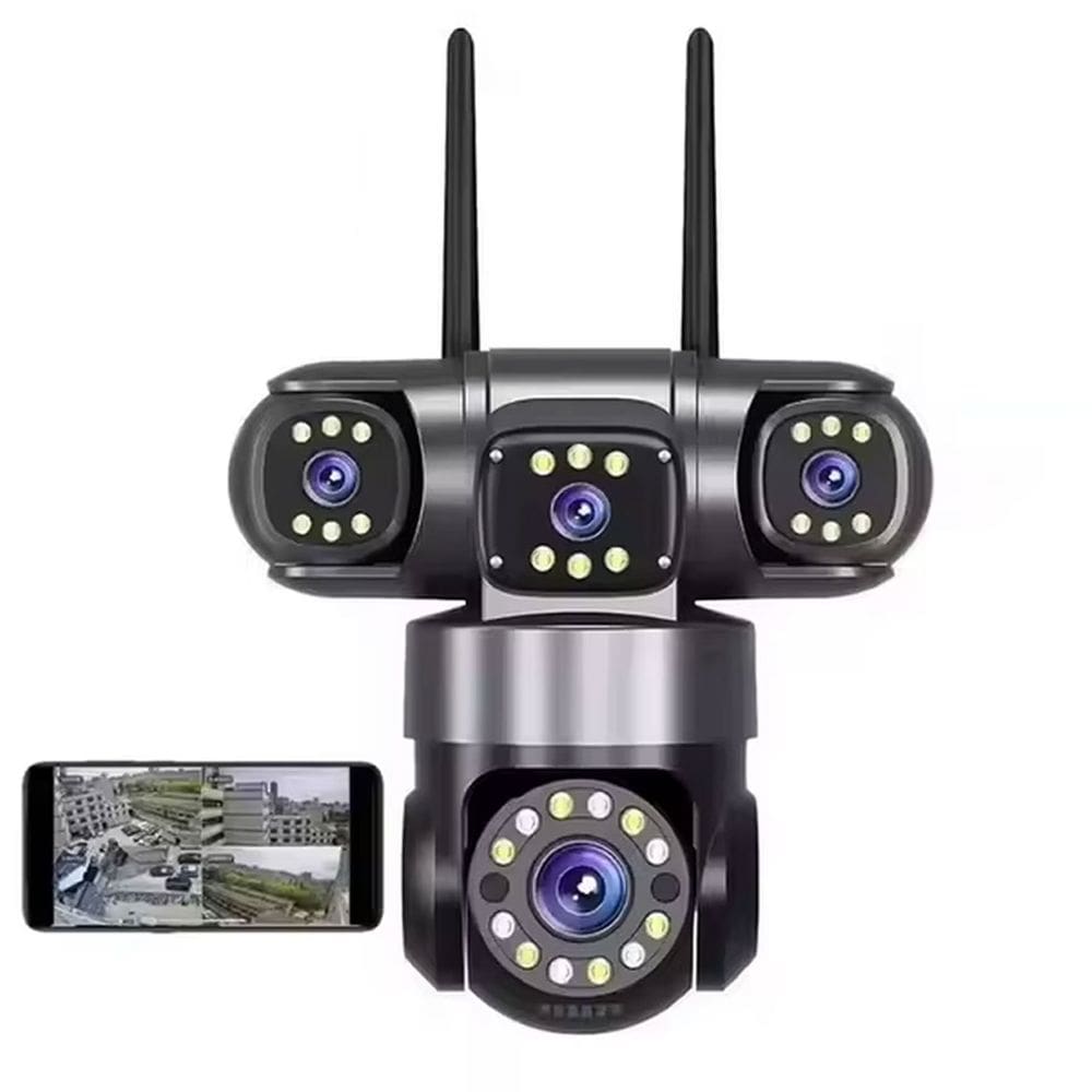Camera de Segurança 4 Lentes HD Wifi 360 Graus App PTZ Grava Voz Sensor Presença Microfone Audio Vigilancia