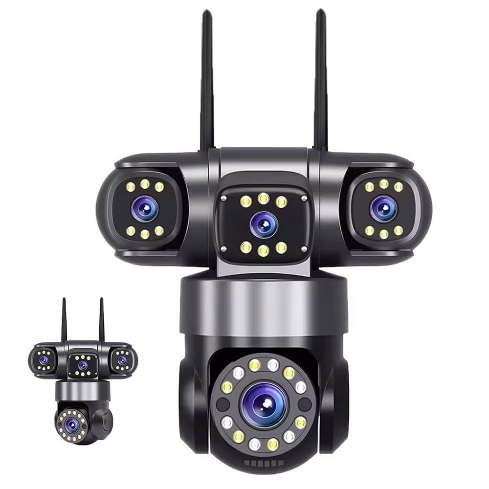 Camera de Segurança 4 Lentes HD WiFi PTZ App Grava Voz 360 Graus Microfone Audio Sensor Presença Vigilancia Proteçao