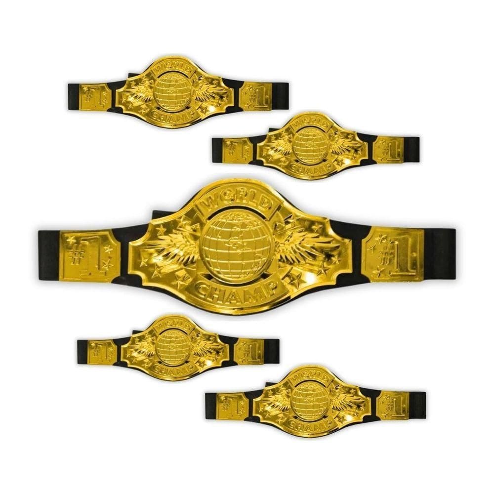 Kit 5 Cinturão De Campeão Dourado World Champ