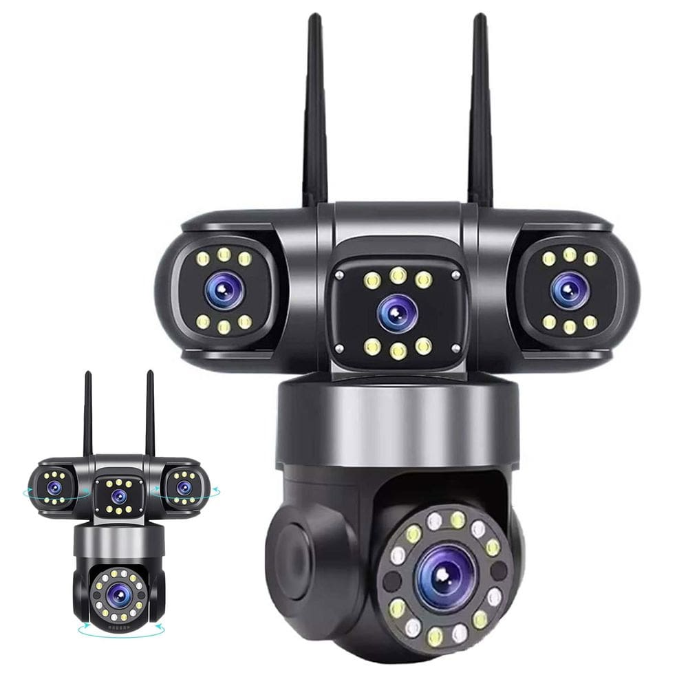 Camera de Segurança 4 Lentes Wifi HD 360 Graus PTZ App Grava Voz Sensor Movimento Audio Microfone Vigilancia