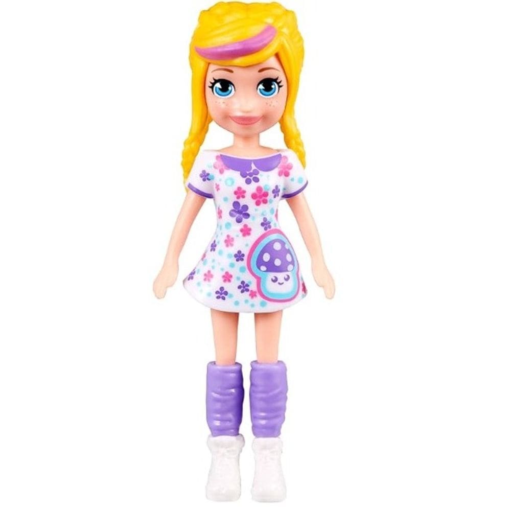 Mattel Boneca Polly  Básica Vestido Branco Cogumelo