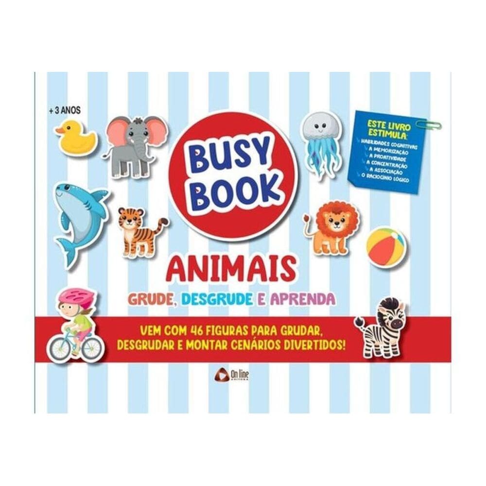 Busy Book Animais Grude, Desgrude E Aprenda