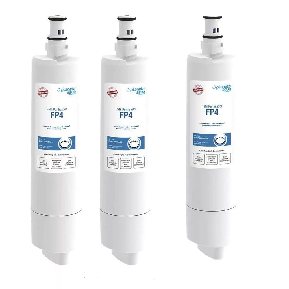 kit 3 Refil Filtro Purificador de Água FP4 Aparelhos: Consul CPC31, CPC31AB, CPC31AF, CPC30AB, CPC30AF e CPB35AB.