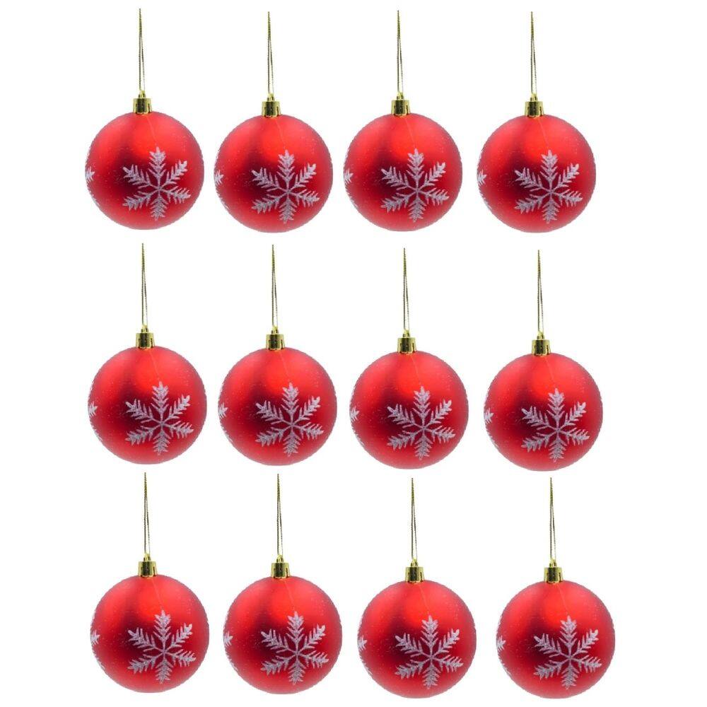 Kit 12 Bolas de Natal Enfeite Pendente para Árvore 8cm