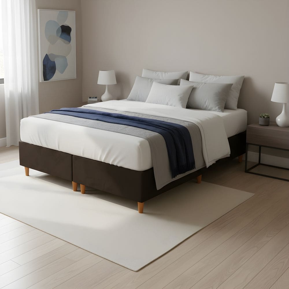 Base Cama Box Casal Queen Bipartida 158x198x37 Cor Marrom