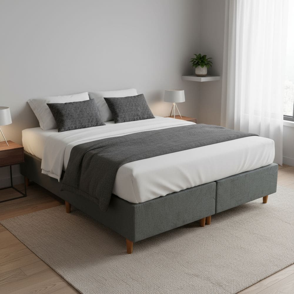 Base Cama Box Casal Queen Bipartida 158x198x37 Cor Cinza