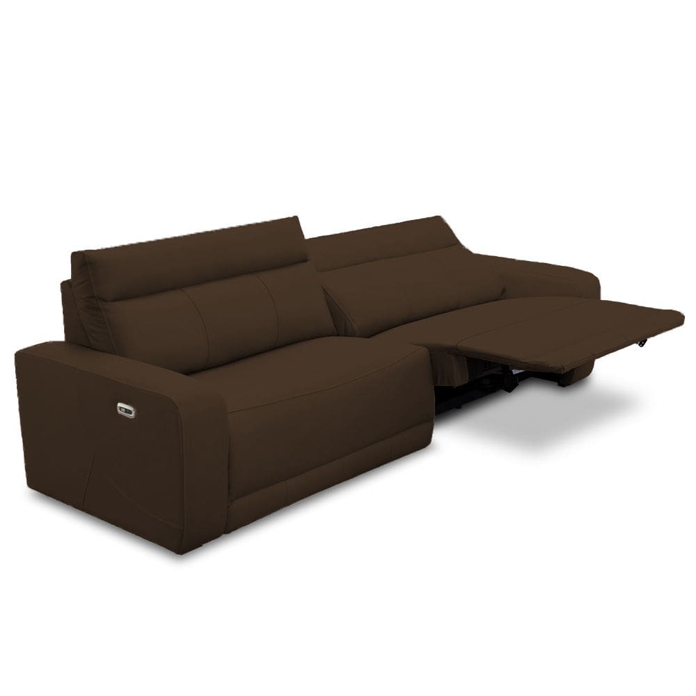 Sofá 4 Lugares Rettrátil Reclinável Elétrico 284cm Mazi L06 Couro Marrom - Lyam Decor