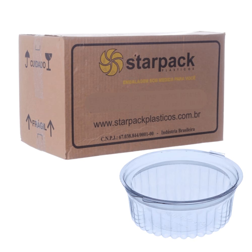Pote Plástico S742 c/ Tampa Articulada 250ml Cx c/200un Starpack