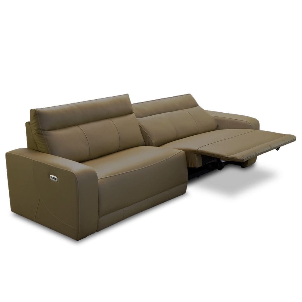 Sofá 4 Lugares Rettrátil Reclinável Elétrico 284cm Mazi L06 Couro Verde Musgo - Lyam Decor
