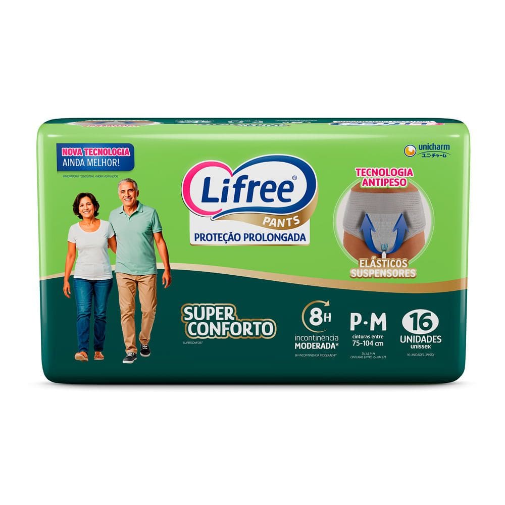 Roupa Íntima Lifree Pants Proteção Prolongada Super Conforto Tamanho P/M Unissex 16 Unidades