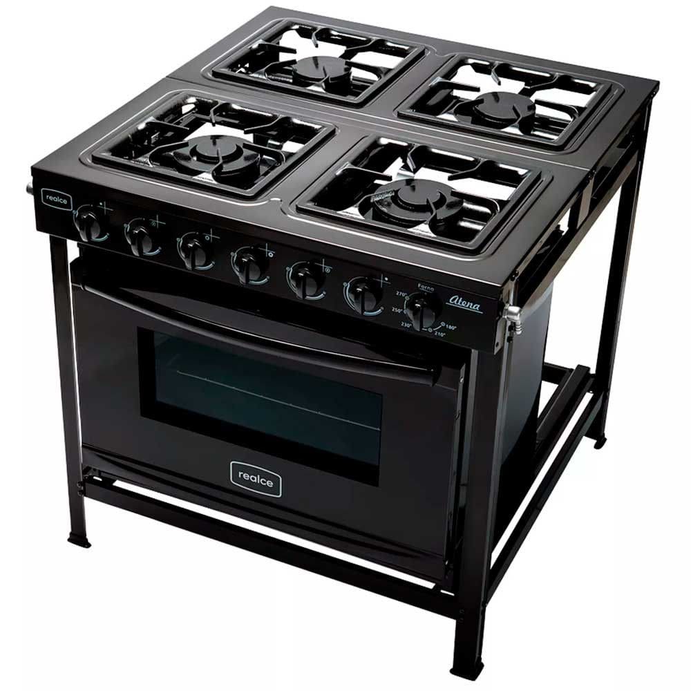 Fogao Industrial Realce 4 Bocas Manual Mesa Esmaltada Forno 94 Litros